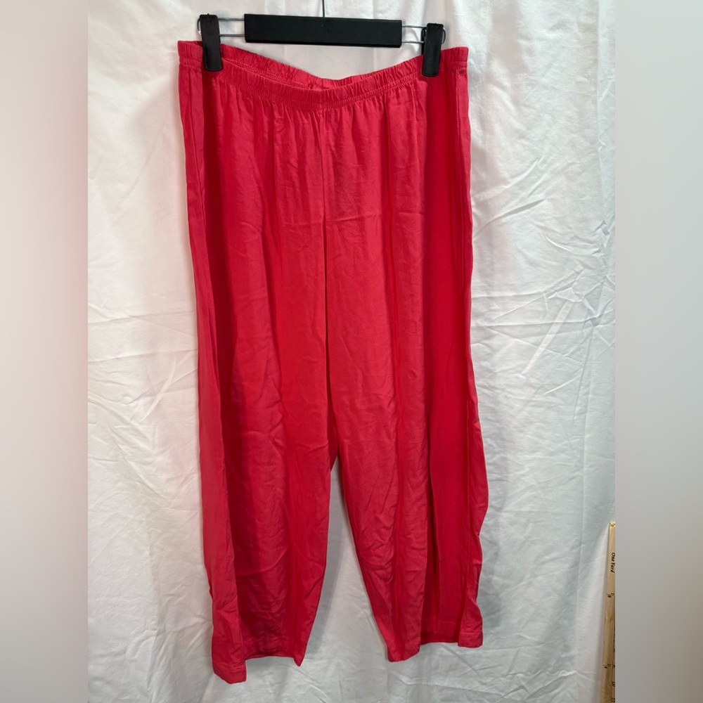 Cut Loose Coral Wide Leg Pants M 100% Rayon Elastic Waist Made USA